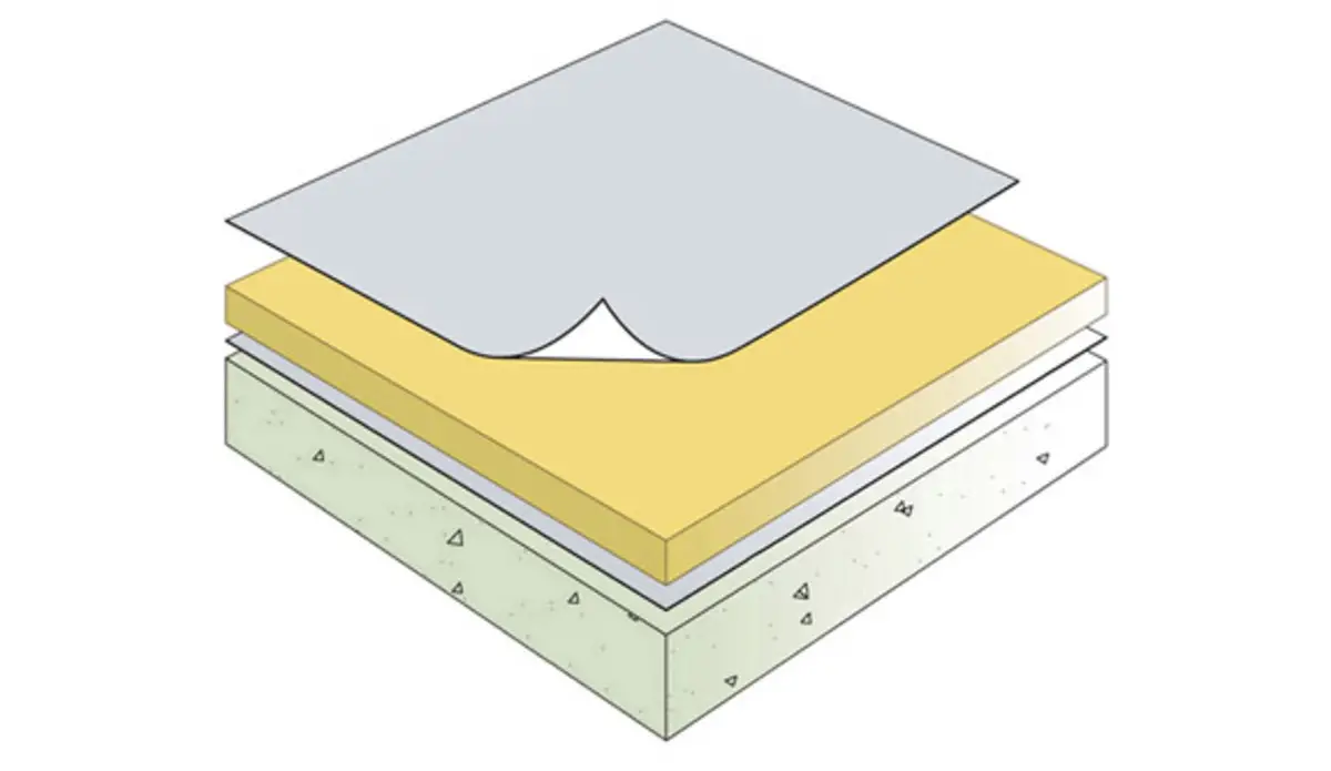 Illustration of layered roofing materials showcasing different methods of installation